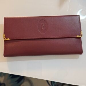 Cartier Long Leather Trifold Kisslock Wallet NWOT